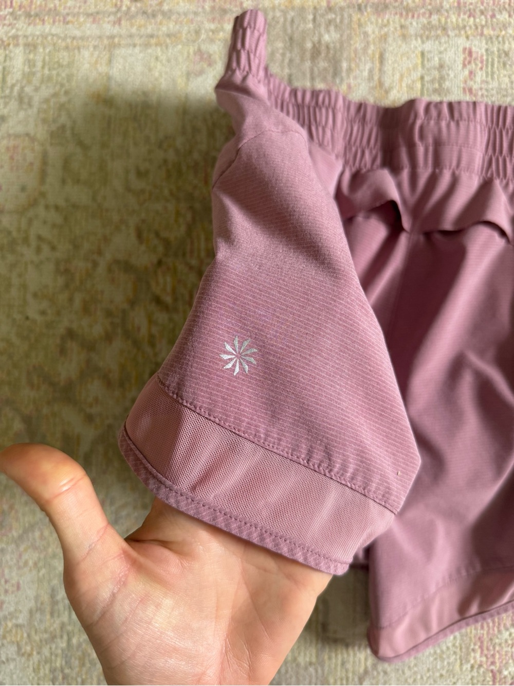 athleta mesh racer run short tawny rose/grecian rose - Picture 4 of 4